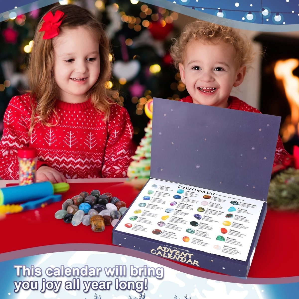 לוח שנה של הרפתקאות חפירת אבני חן GemQuest לילדים אבני חן אמיתיות חינוכי