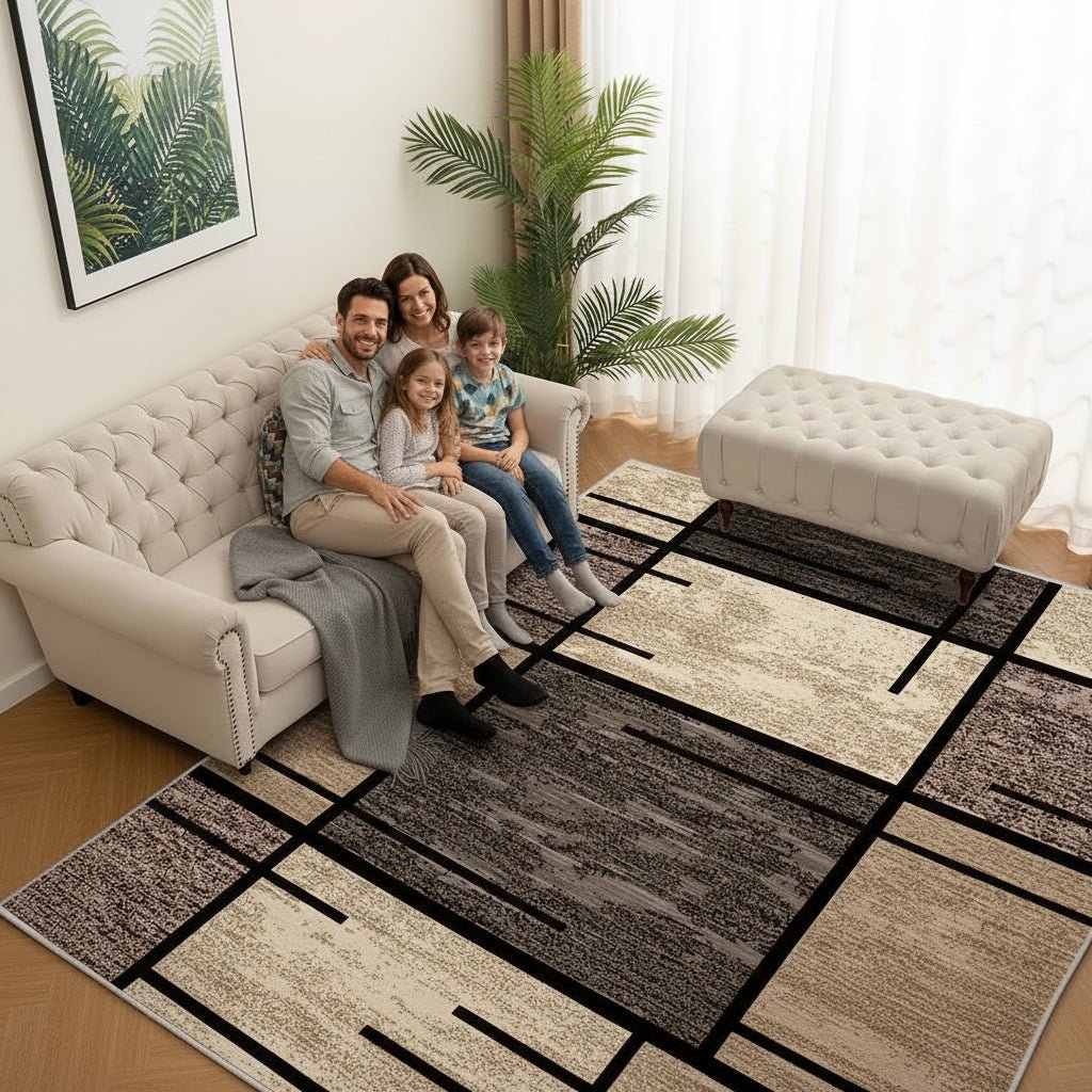 NovaWeave Moderner geometrischer Teppich für Wohnzimmer und Büro