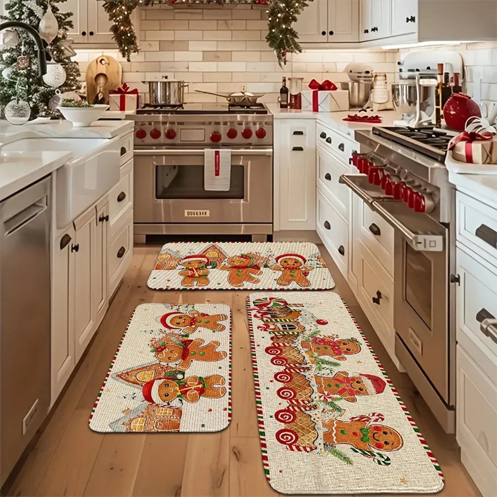 SunnyRail Gingerbread Train Felt Mats For Cozy Home Holiday Decor