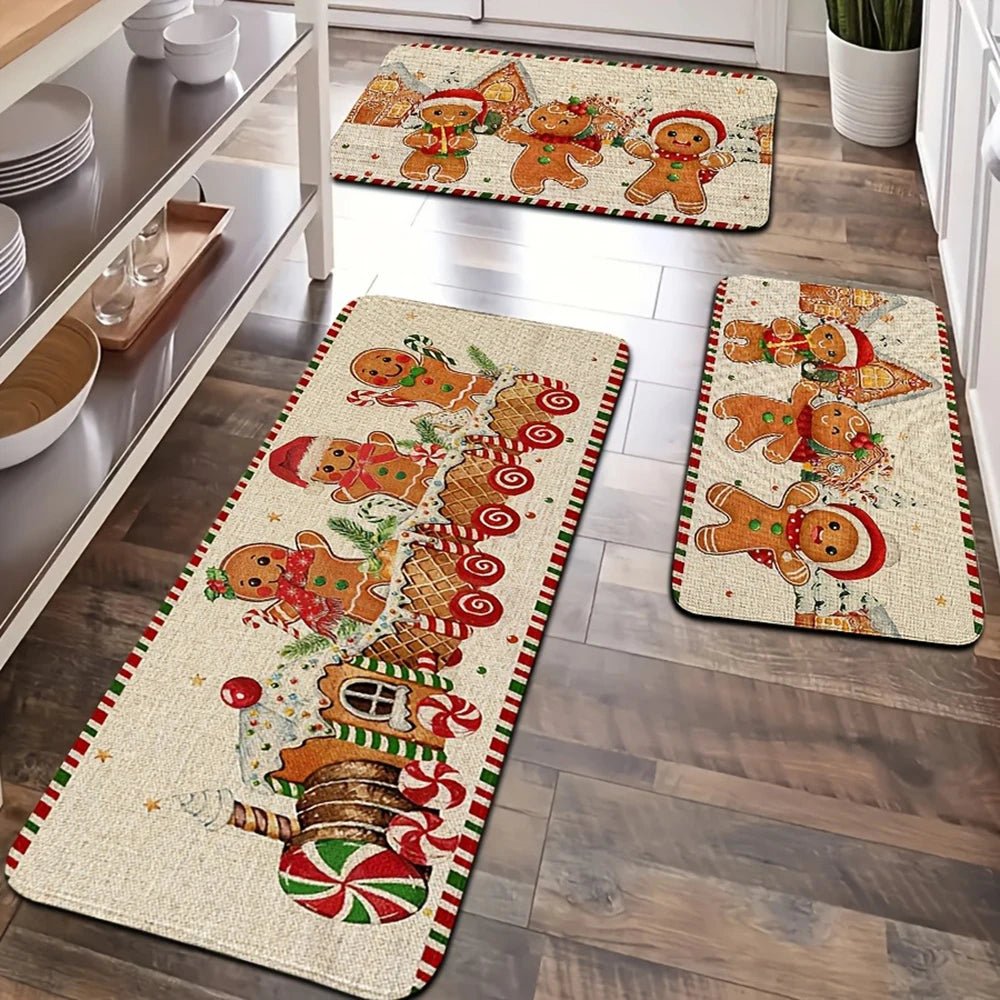 SunnyRail Gingerbread Train Felt Mats For Cozy Home Holiday Decor