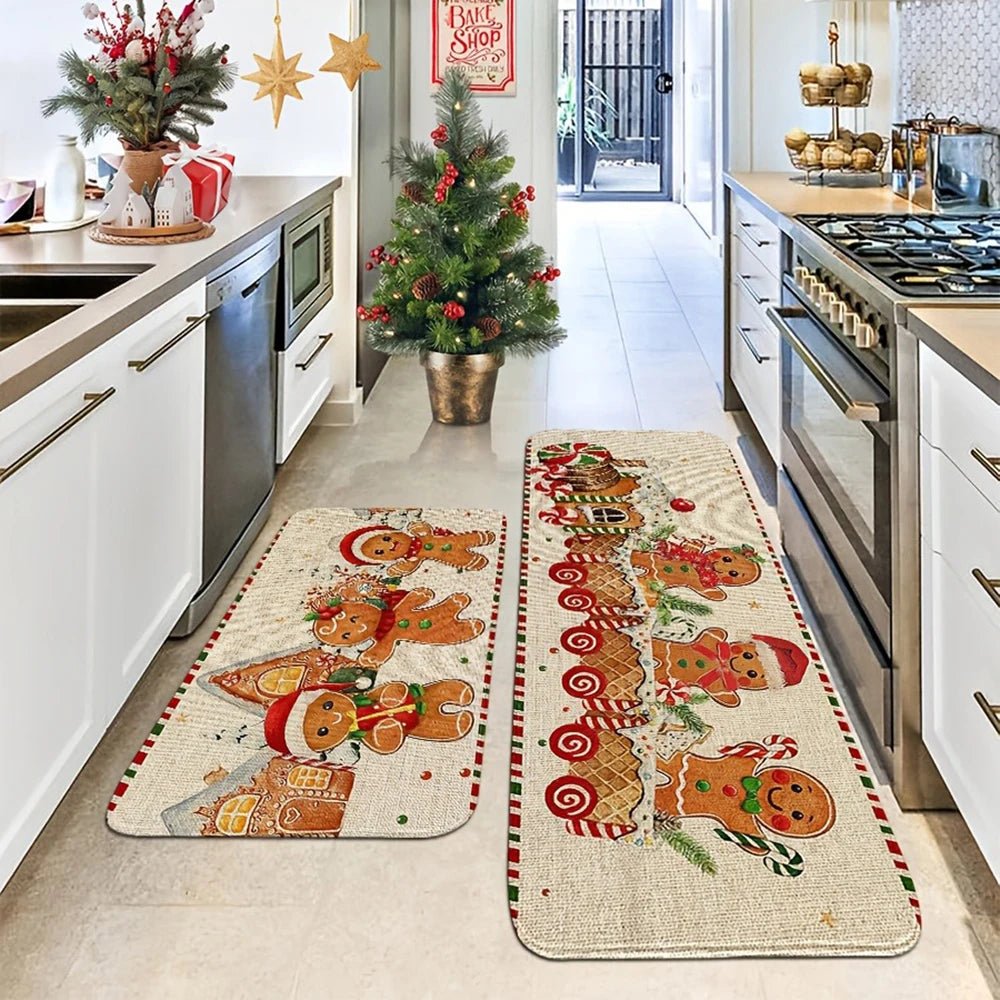 SunnyRail Gingerbread Train Felt Mats For Cozy Home Holiday Decor