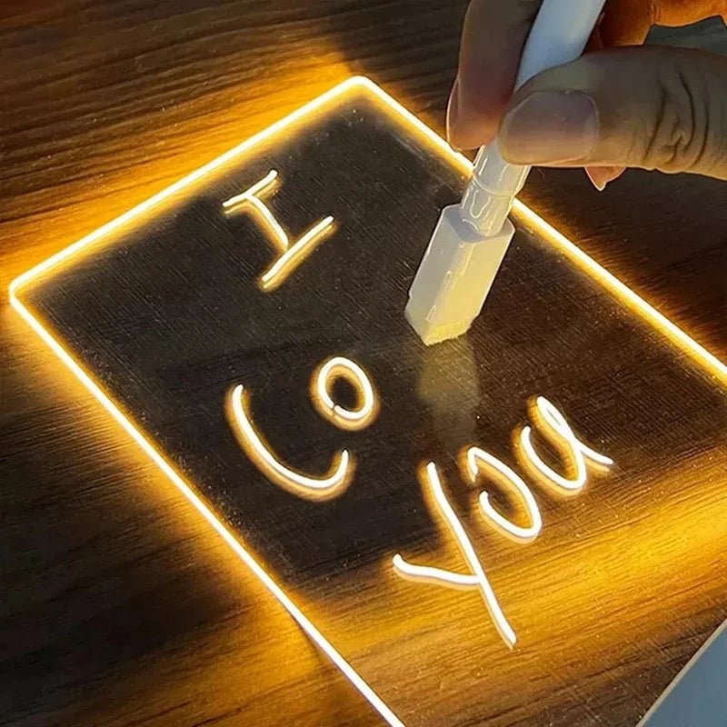 LumaMemo LED-memo-tavle med viskeligt markeringspen til skrivebord og hjemmekontor
