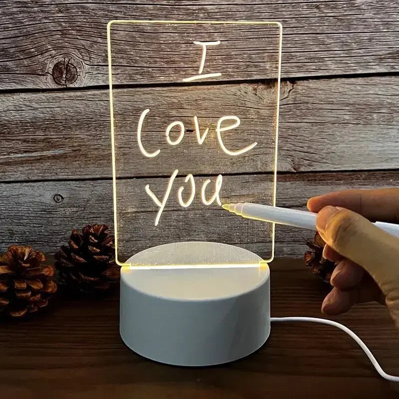 LumaMemo LED-memo-tavle med viskeligt markeringspen til skrivebord og hjemmekontor