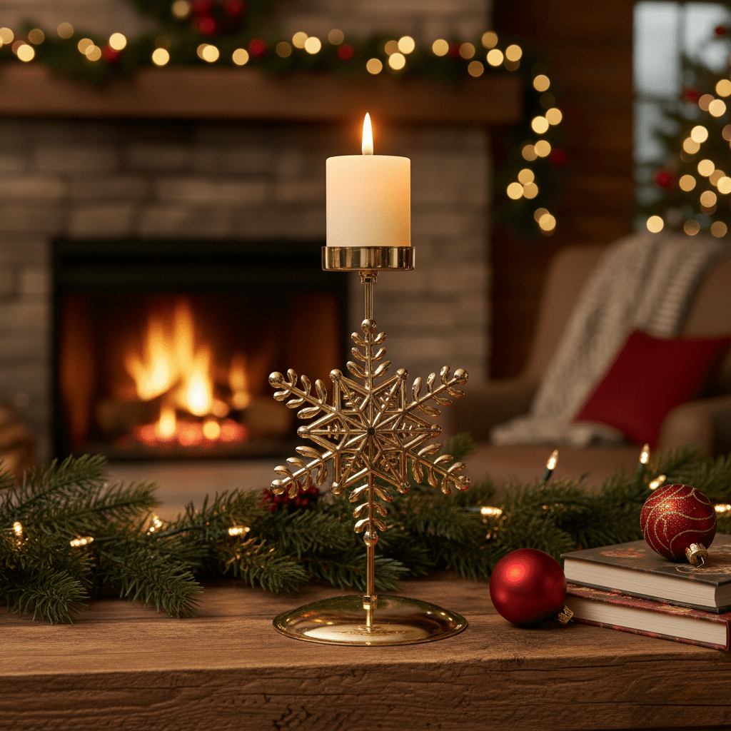 HeritageGlow Vintage Gold Kerzenhalter für Weihnachtsdekoration mit elegantem Leuchten