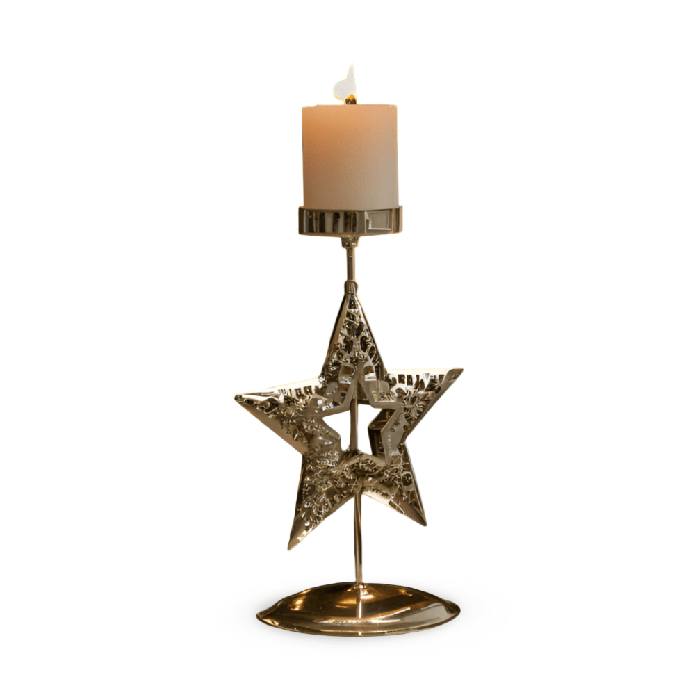 HeritageGlow Vintage Gold Kerzenhalter für Weihnachtsdekoration mit elegantem Leuchten