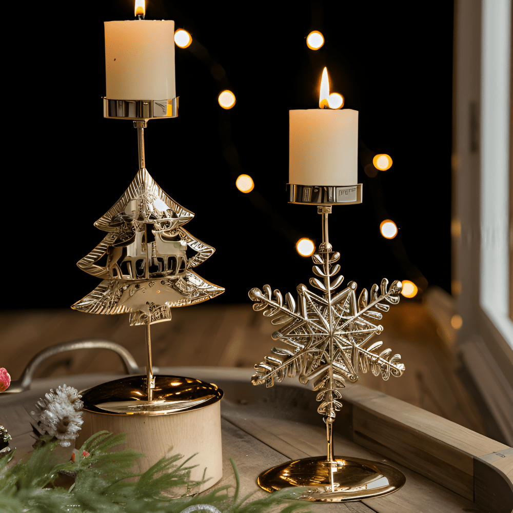 HeritageGlow Vintage Gold Kerzenhalter für Weihnachtsdekoration mit elegantem Leuchten
