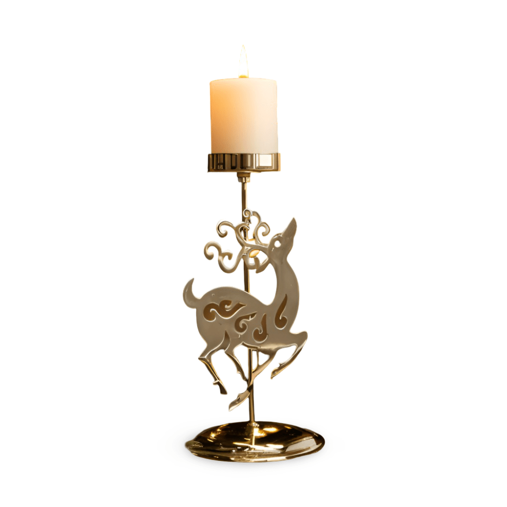 HeritageGlow Vintage Gold Kerzenhalter für Weihnachtsdekoration mit elegantem Leuchten