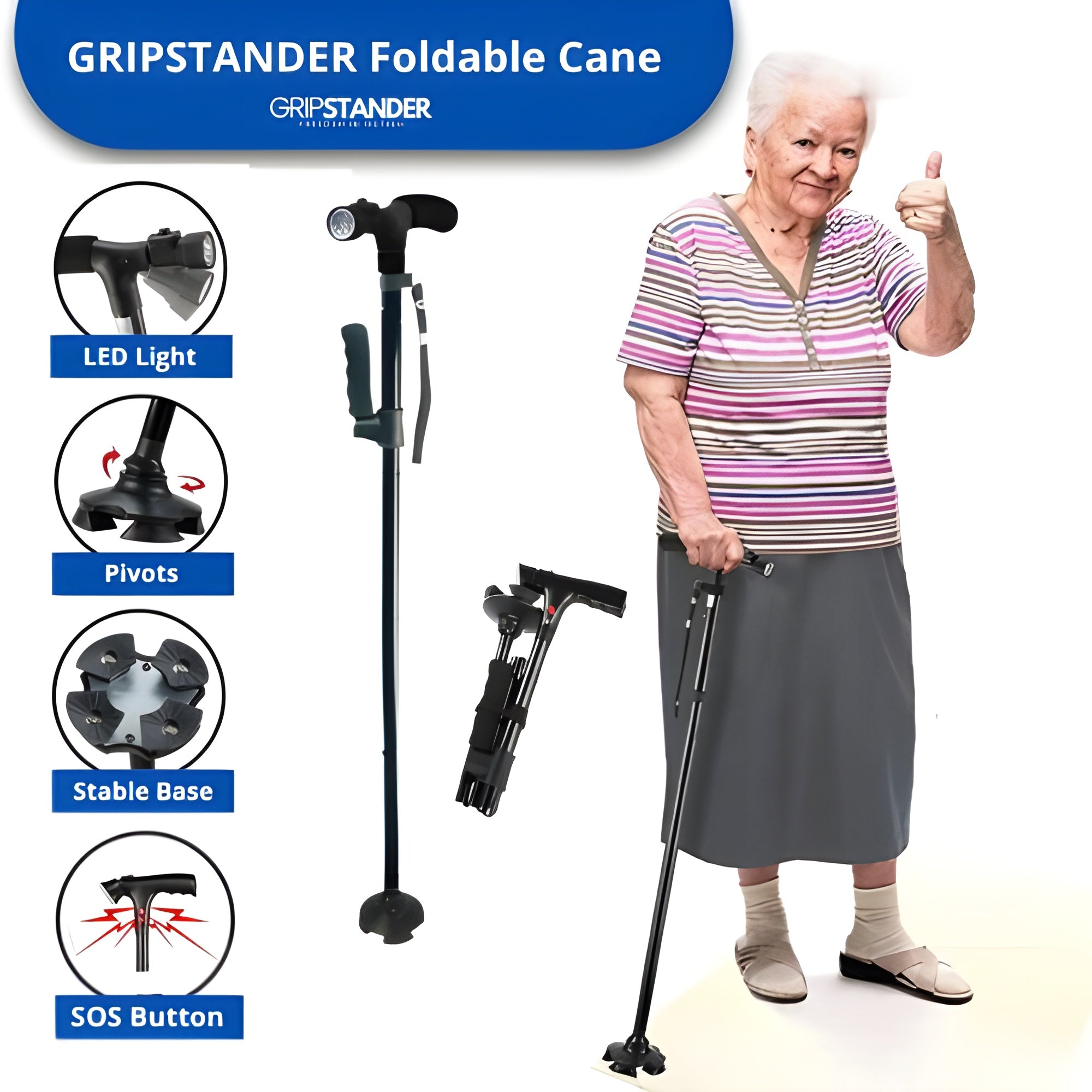 FluxStride Compact Mobility Cane For Easy Getting Around