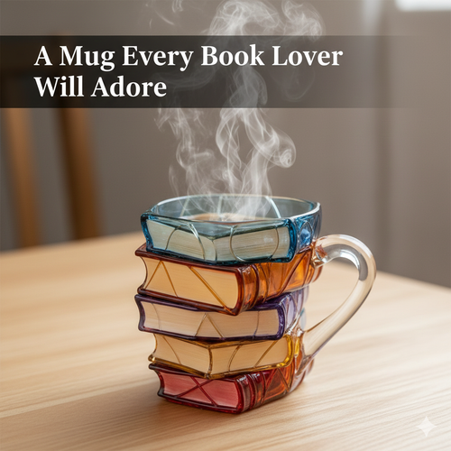 3D Book-Inspired Hand-Painted Coffee Mug For Readers | Atiets
