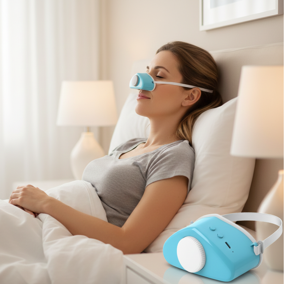 Portable Electric Snoring Mask With Soft Fabric And Adjustable Strap For Quiet Nights