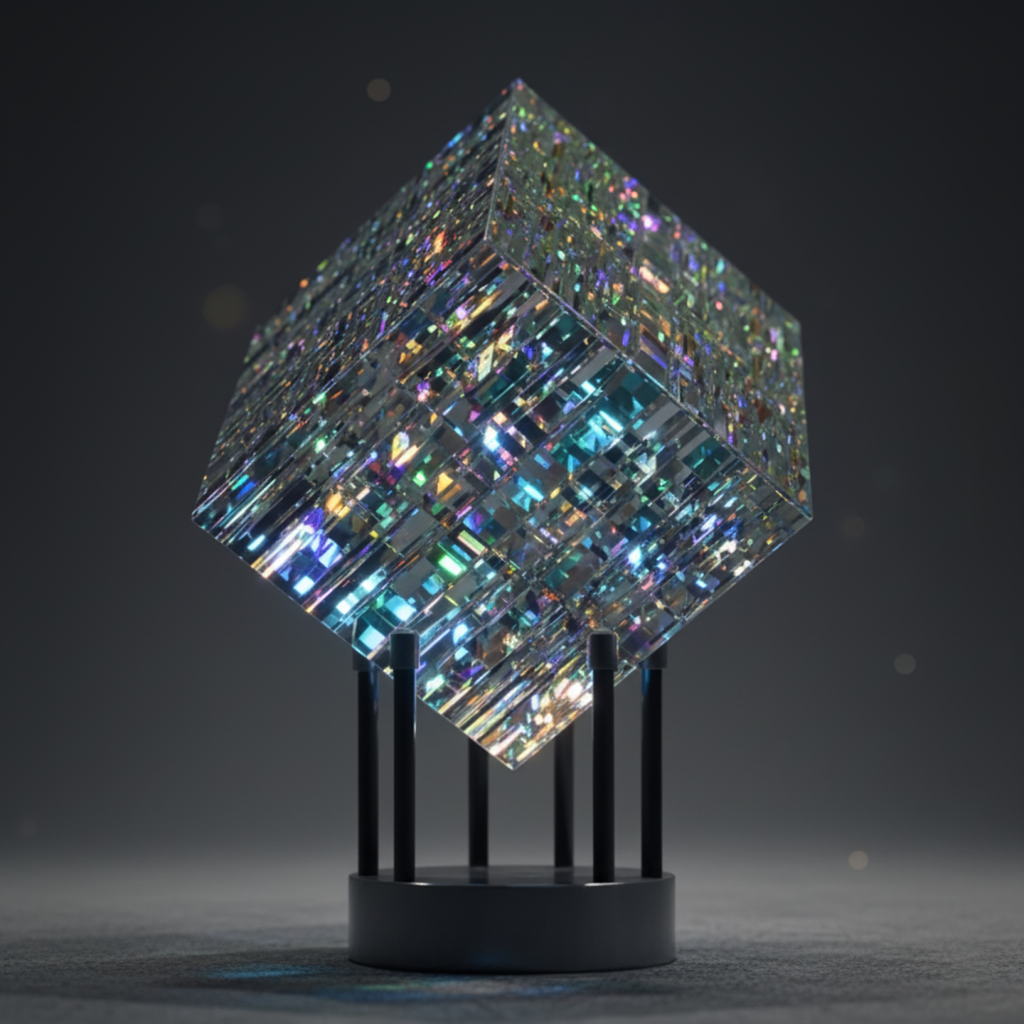ChromaticCube Rainbow Refraction Artwork For Contemporary Desk Decor And Centerpiece