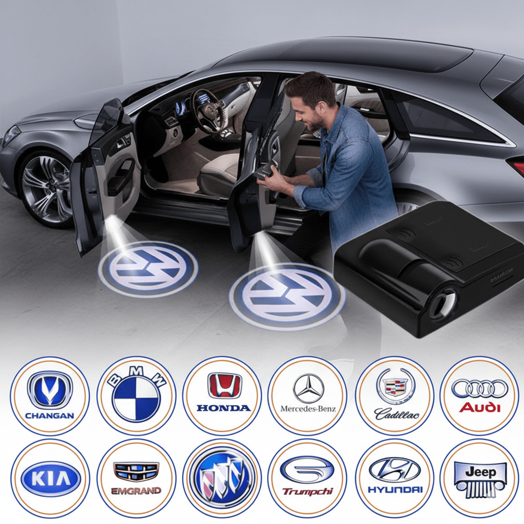 مصباح بروجكتور باب السيارة LED لاسلكي NovaBeam مع شعارات مخصصة لعشاق السيارات