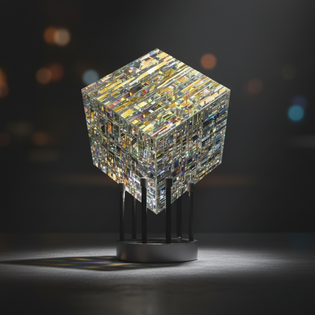 ChromaticCube Rainbow Refraction Artwork For Contemporary Desk Decor And Centerpiece