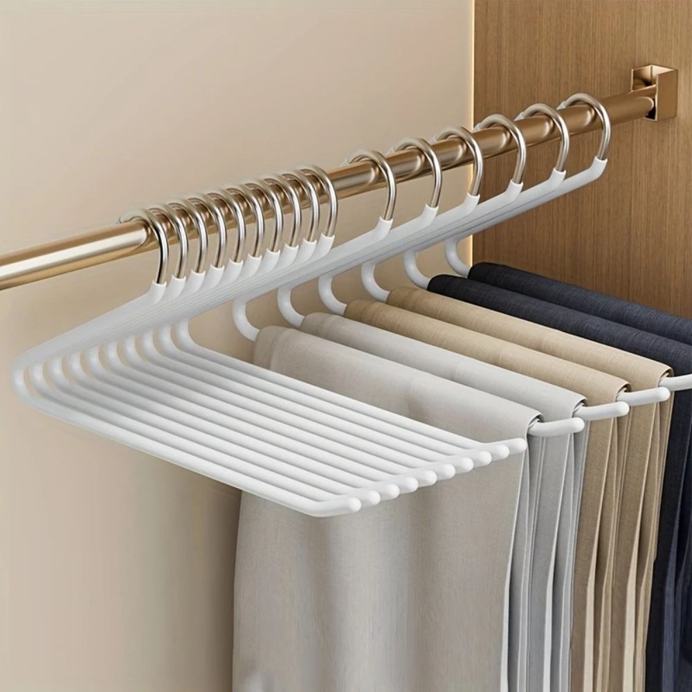 Umeraș pentru pantaloni în formă de Z cu gât de gâscă din oțel inoxidabil, set de 10 bucăți