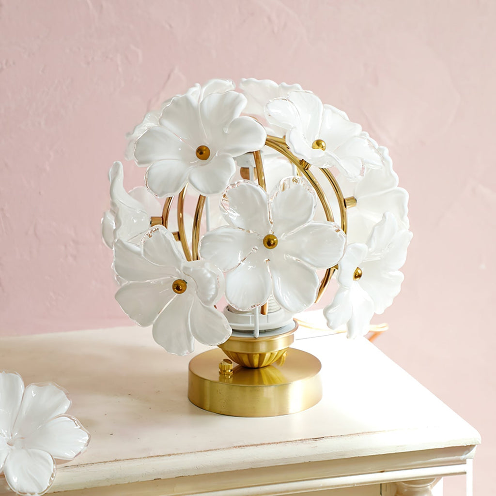 AuraGlow Bloom Table Lamp With A Soft Diffusing Glass Shade For Living Room