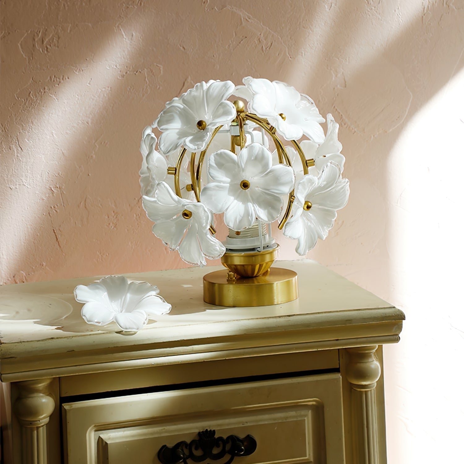 AuraGlow Bloom Table Lamp With A Soft Diffusing Glass Shade For Living Room