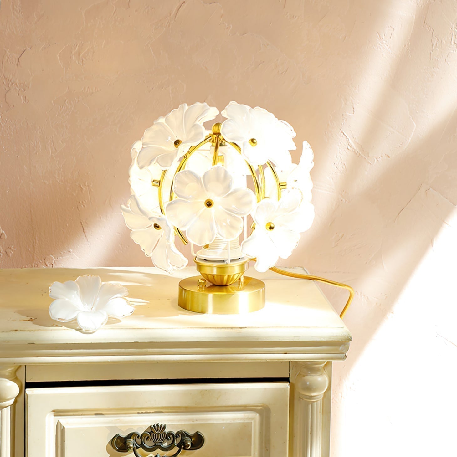 AuraGlow Bloom Table Lamp With A Soft Diffusing Glass Shade For Living Room