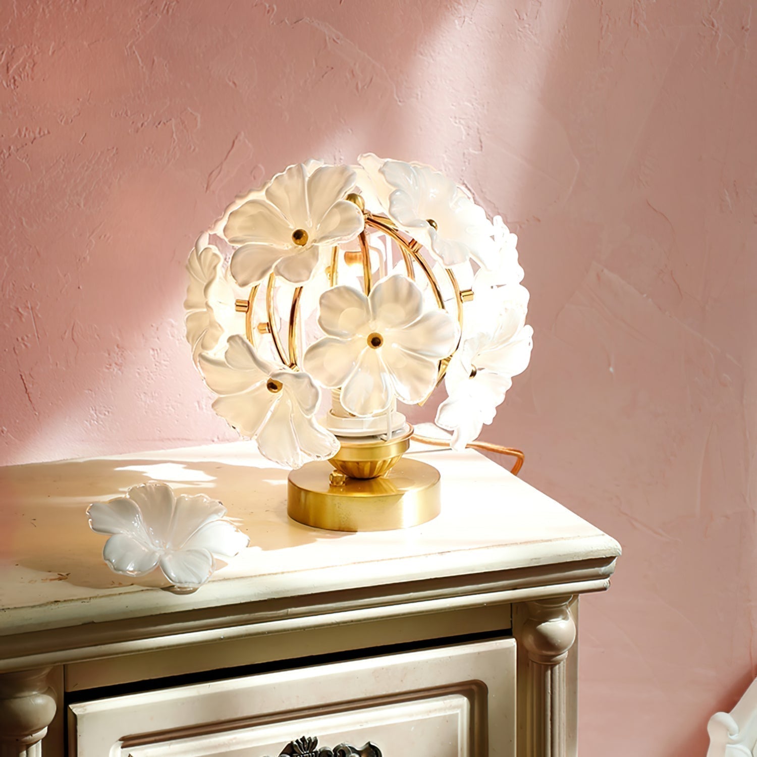 AuraGlow Bloom Table Lamp With A Soft Diffusing Glass Shade For Living Room
