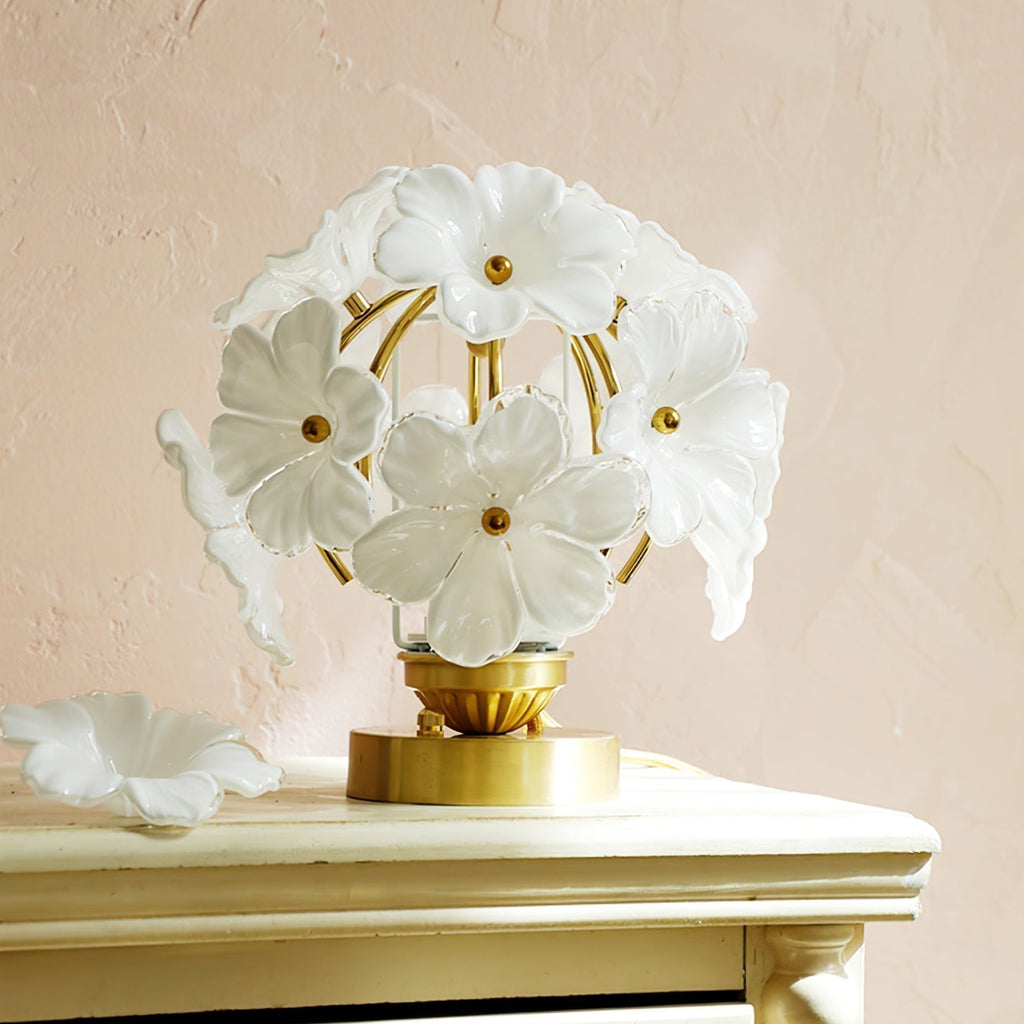 AuraGlow Bloom Table Lamp With A Soft Diffusing Glass Shade For Living Room