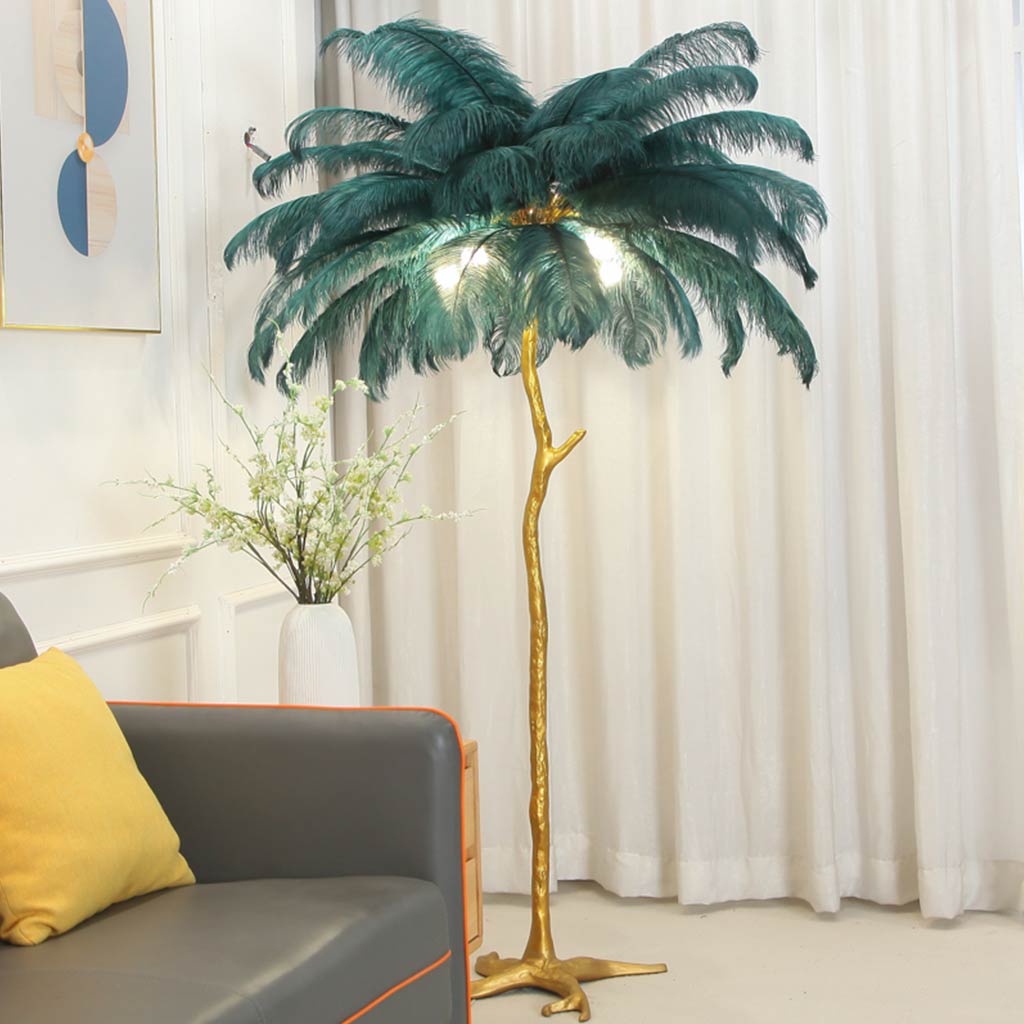 Elegant Ostrich Feather Modern Floor Lamp For Living Room Decor