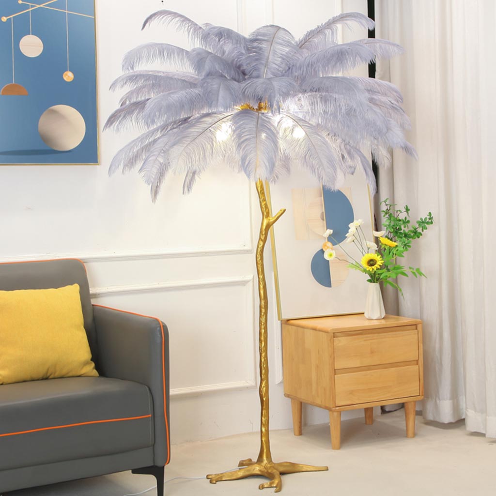 Elegant Ostrich Feather Modern Floor Lamp For Living Room Decor