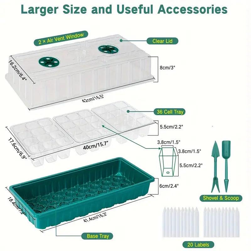 Greenhatch 36-Cell Indoor Grow Kit With Led And Humidity Dome
