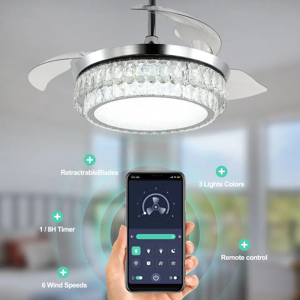 Ventilador de techo inteligente NovaFlow con aspas ocultas y luz