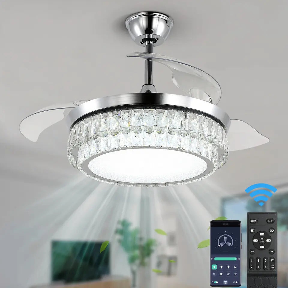 Ventilador de techo inteligente NovaFlow con aspas ocultas y luz