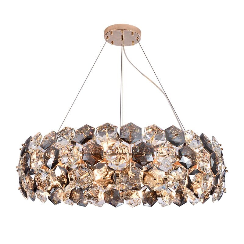 Candelabru Aurora Crystal cu cristale gri fum și oțel inoxidabil