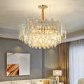 Lampadario Premium Aurelia Rotondo in Cristallo Dorato LED