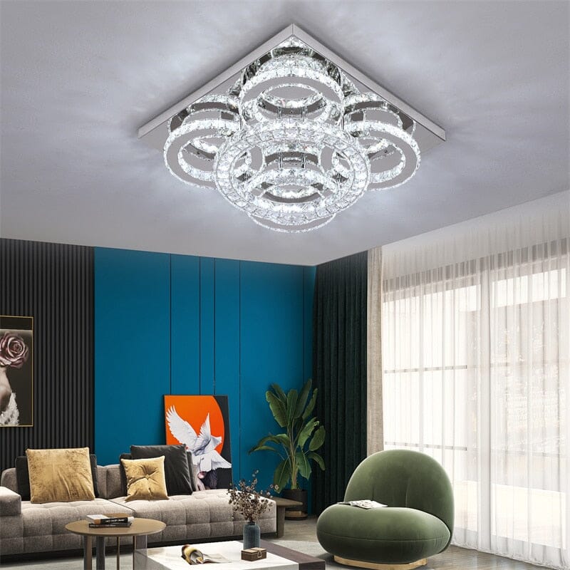 Aurora Five Ring Crystal Chandelier With Remote Control LED