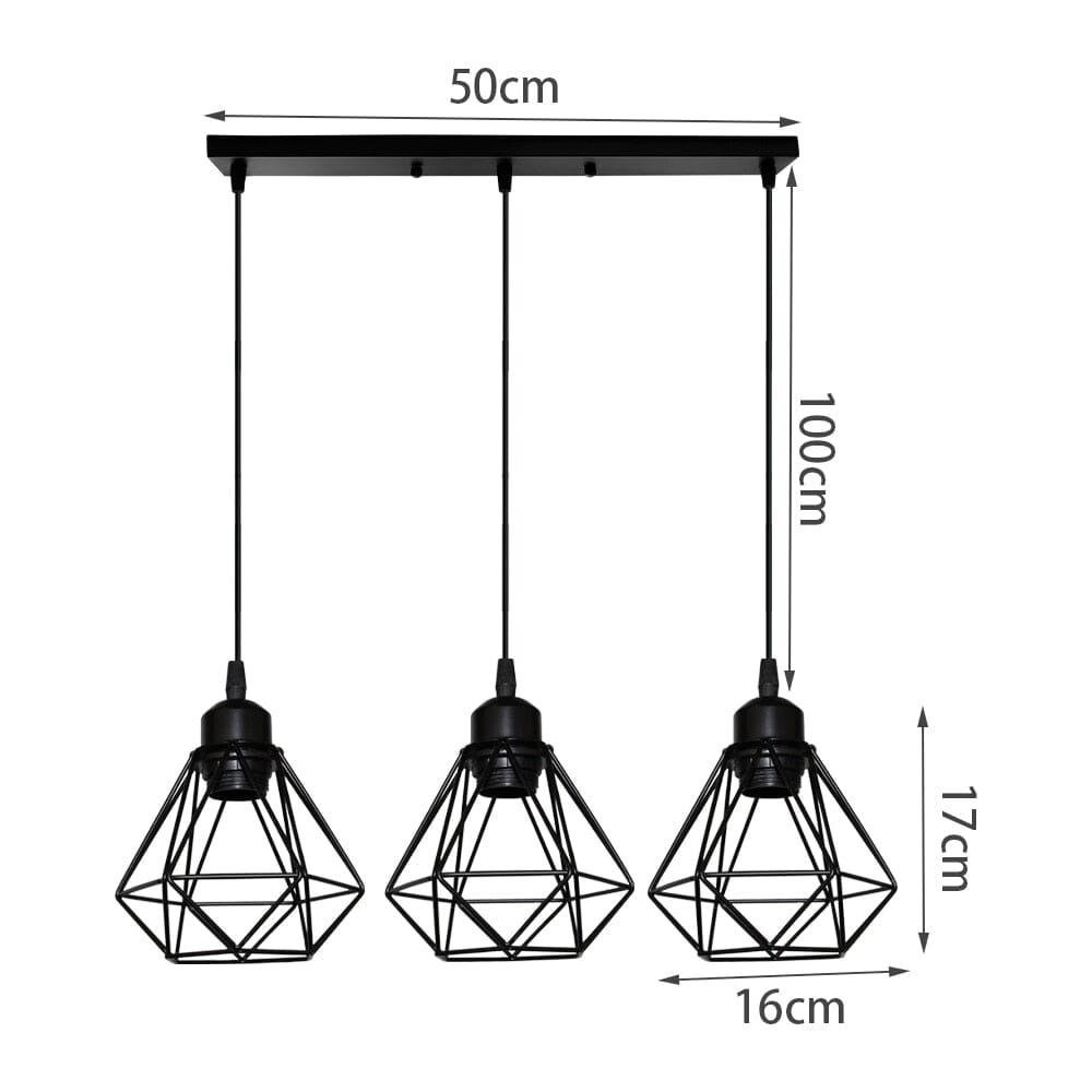 Candeeiro Suspenso Lyra em Estrutura Vintage de Ferro para Sala de Jantar