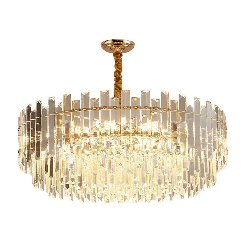 Lampadario Premium Aurelia Rotondo in Cristallo Dorato LED