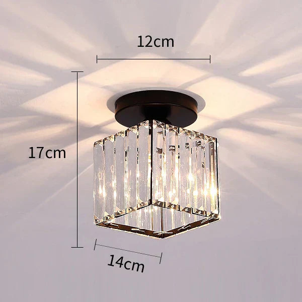 Luz de Teto de Cristal Obsidian Lume com Acabamento Preto para Corredores