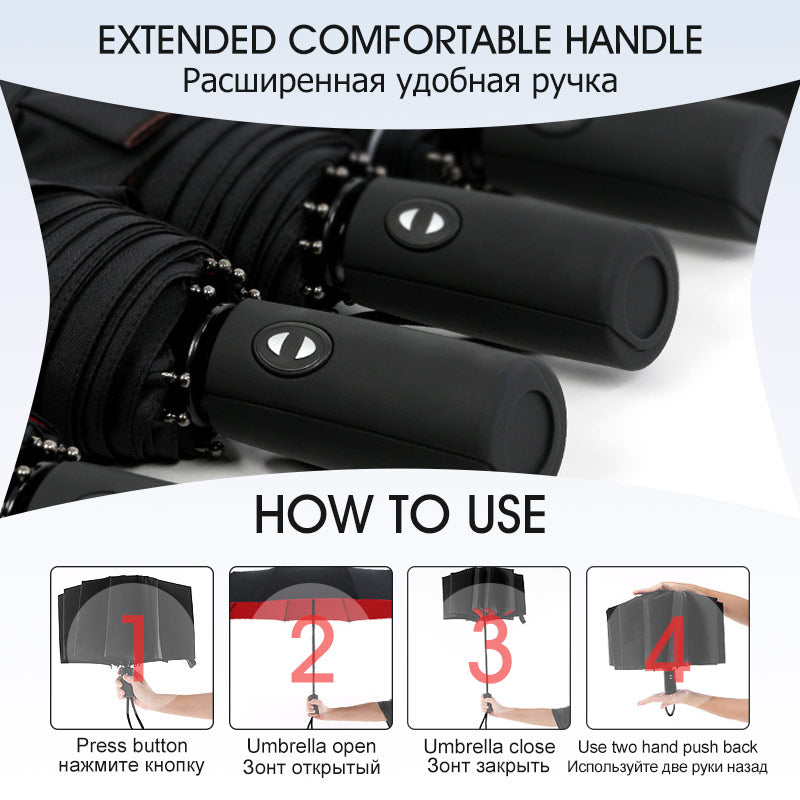 StormShield Windproof Automatic Umbrella With Reversed Closing Mechanism