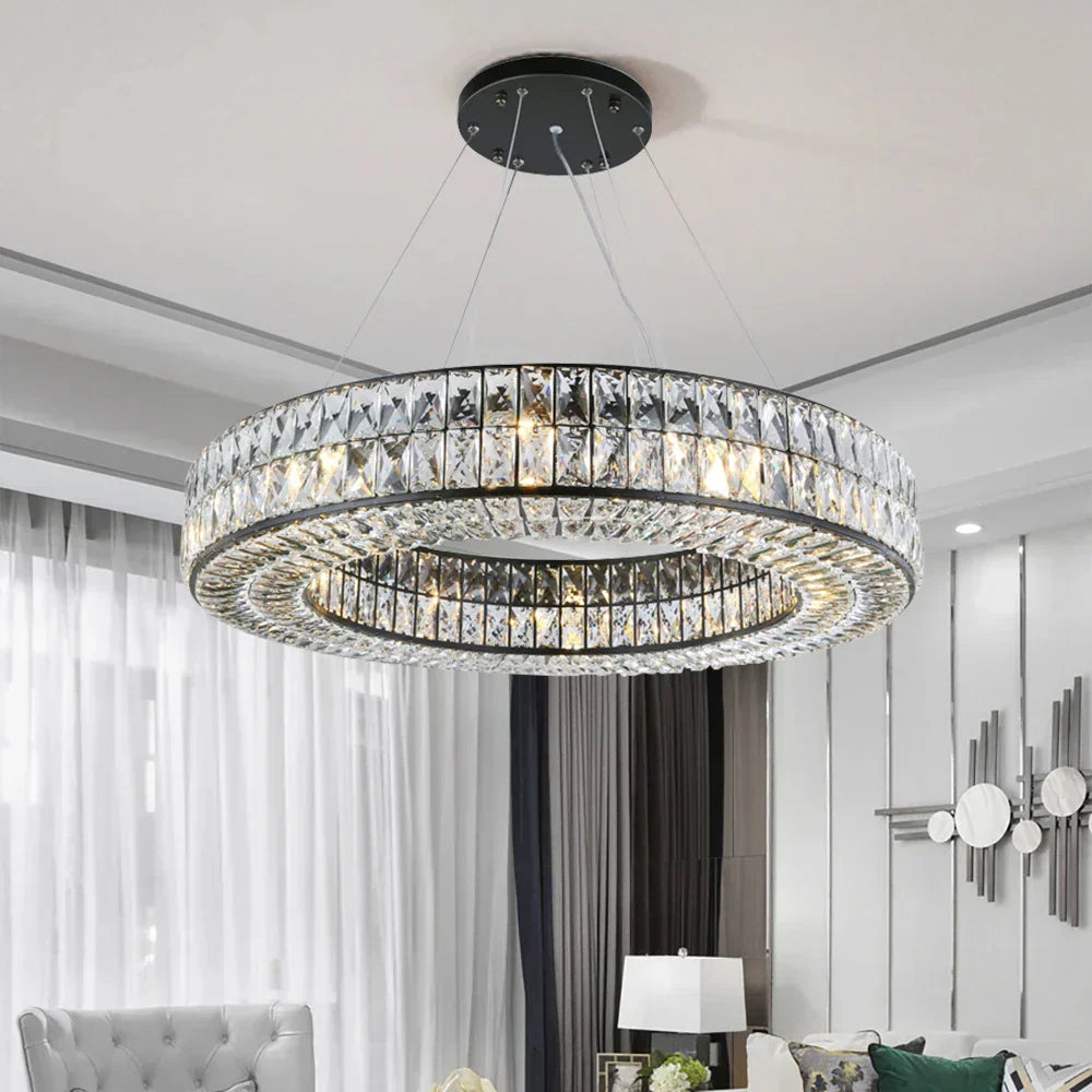 Lampadario a Cristalli Astra con Finitura Metallica Elegante per Case di Pregio