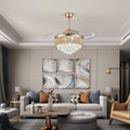 Aurea Crystal Chandelier With Retractable Blades, 42-Inch Diameter