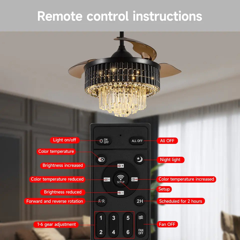 Ventilatore da soffitto LED DC NovaLuxe Crystal Fandelier da 42 pollici