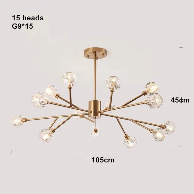 Lámpara de araña Elara Orb LED de cristal para espacios modernos