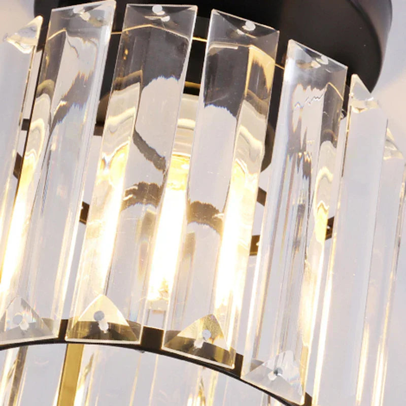 Luz de Teto de Cristal Obsidian Lume com Acabamento Preto para Corredores