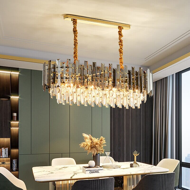 Lampadario Premium Aurelia Rotondo in Cristallo Dorato LED