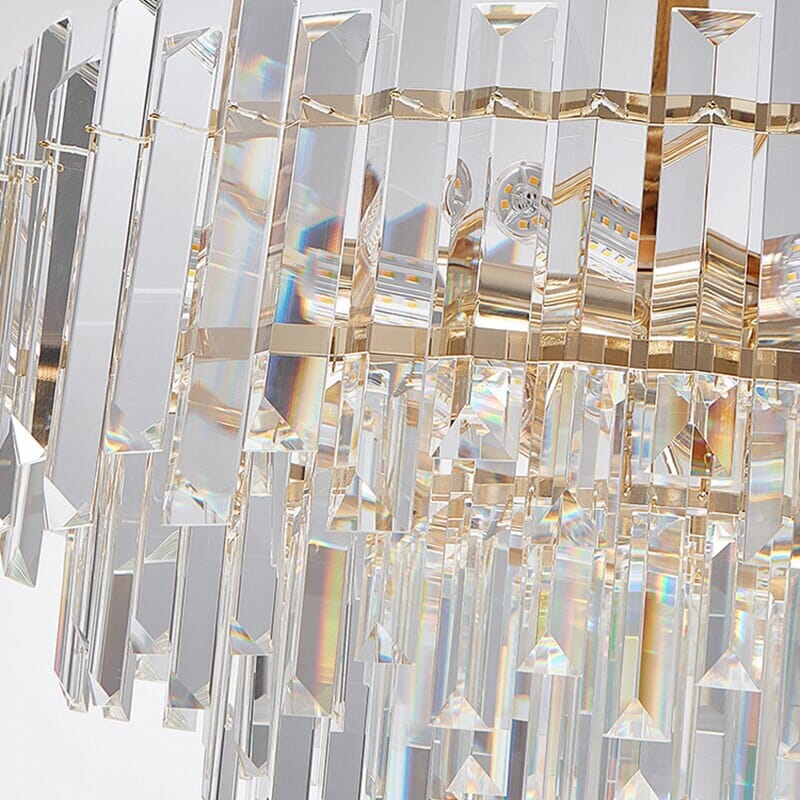 Lampadario Premium Aurelia Rotondo in Cristallo Dorato LED
