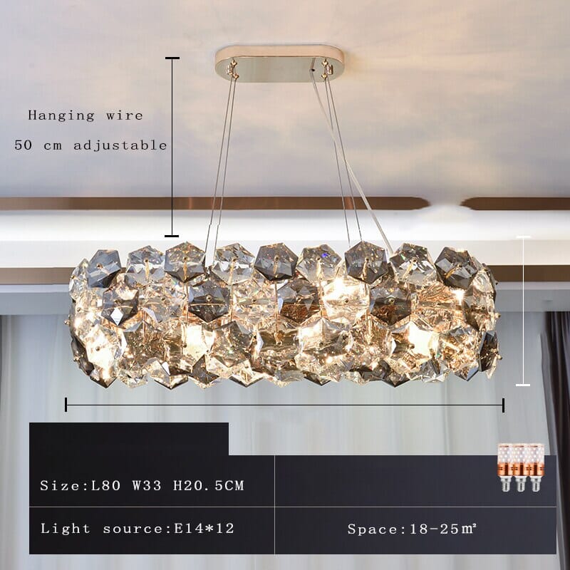 Candelabru Aurora Crystal cu cristale gri fum și oțel inoxidabil
