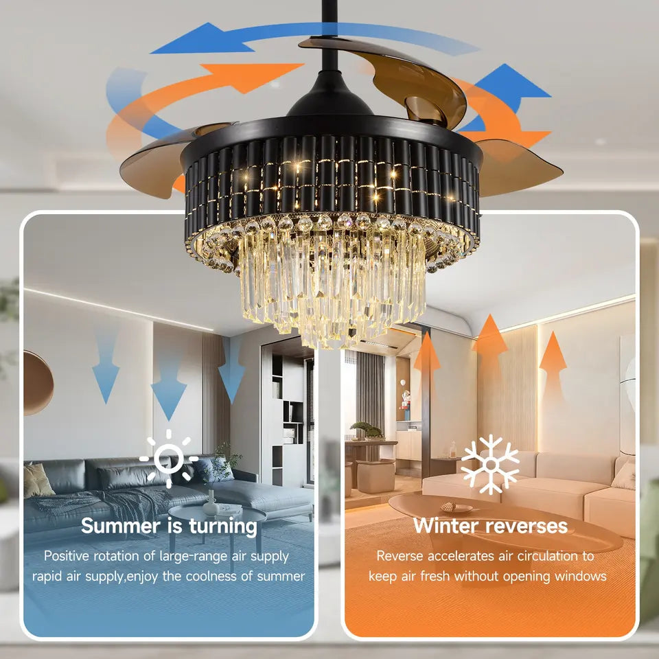Ventilatore da soffitto LED DC NovaLuxe Crystal Fandelier da 42 pollici