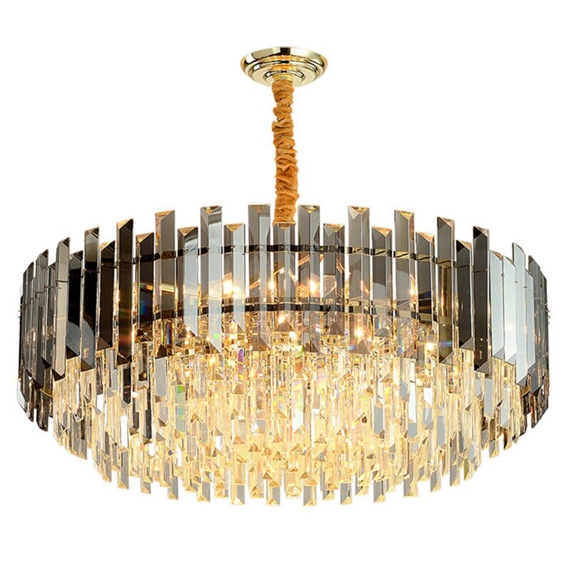 Lampadario Premium Aurelia Rotondo in Cristallo Dorato LED