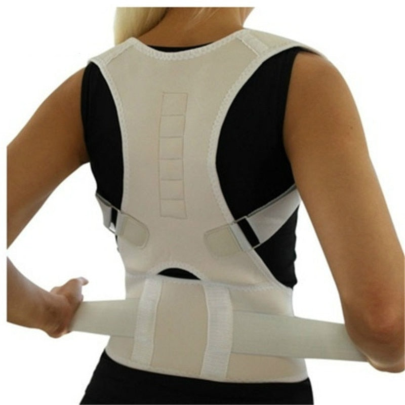 Back Support Belt For Upright Posture With Magnetic Aid For Alignment