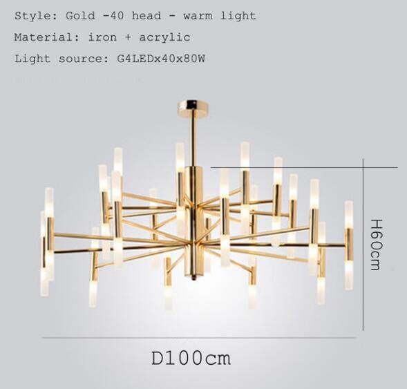 Nova Iron And Acrylic Chandelier Prewired Anti-Corrosion