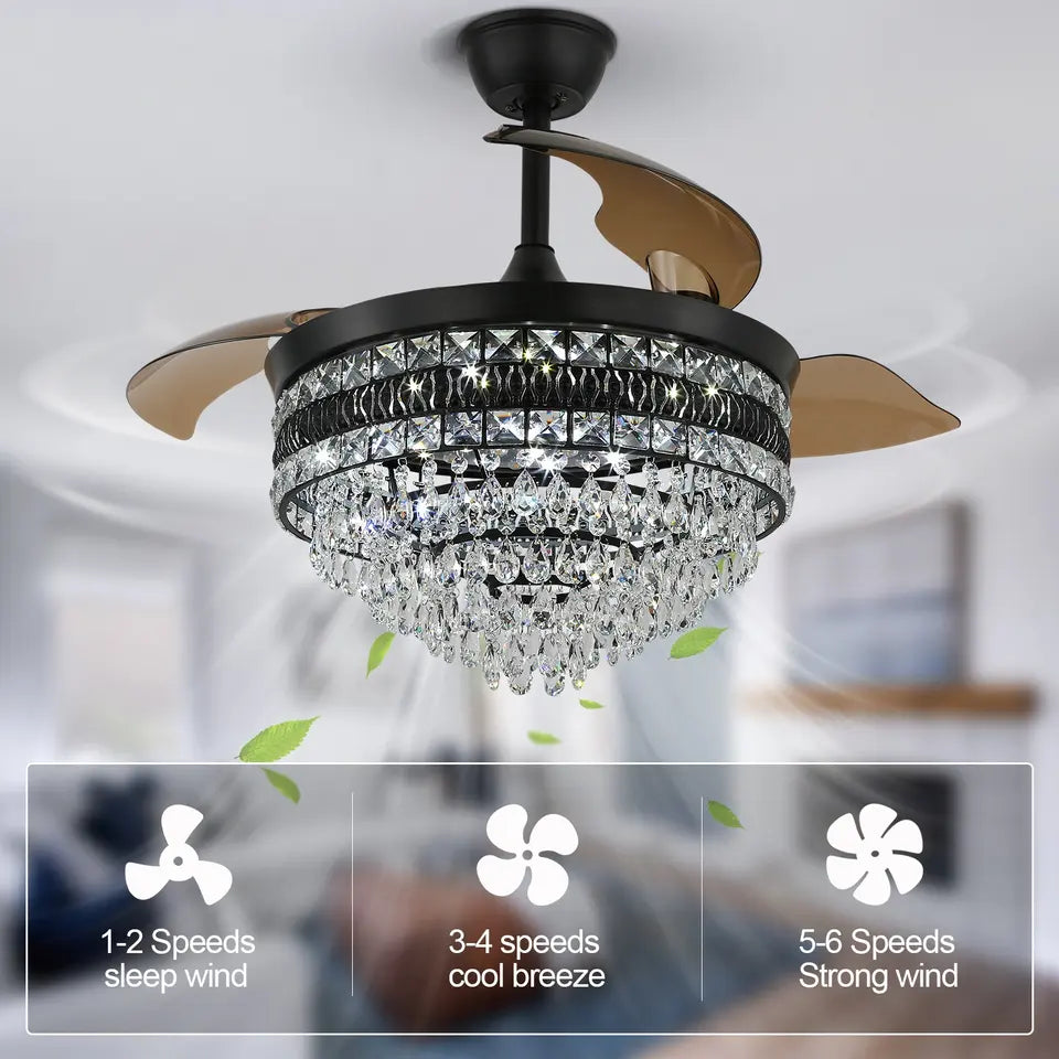 Ventilador de techo inteligente NovaLume Crystal Black con luz LED
