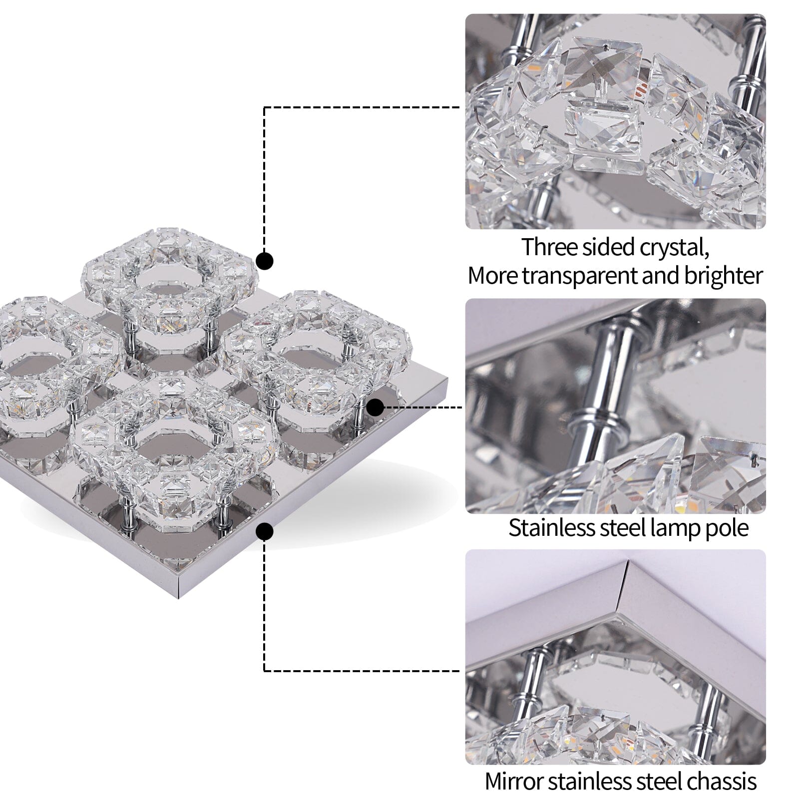 Aurora Five Ring Crystal Chandelier With Remote Control LED