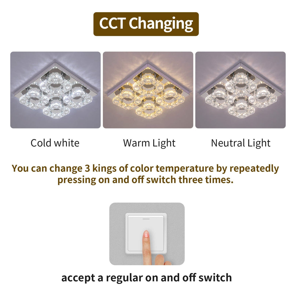 Aurora Five Ring Crystal Chandelier With Remote Control LED